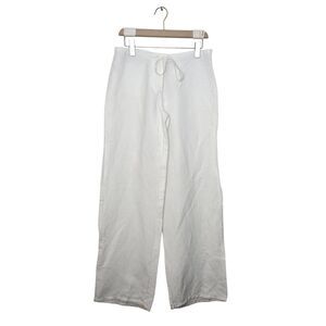 Outer Edge Pants Size Medium Linen Blend White Vacay Resort Lounge Drawstring